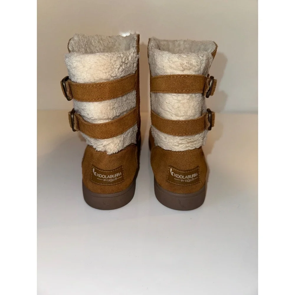 Koolaburra by UGG Victoria Girls Chestnut Suede Buckle Boots 1096445 Size 1Y